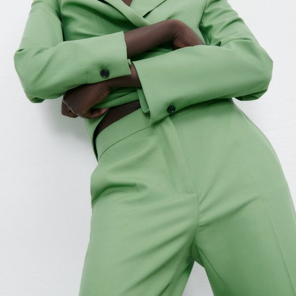 ZARA Cropped Trousers in Pista Green - S - Picture 4 of 10